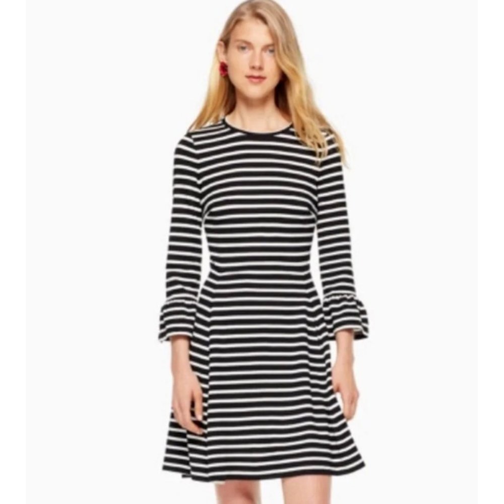 Kate Spade Women's Size S Dress Broome Street Striped Black White Pockets